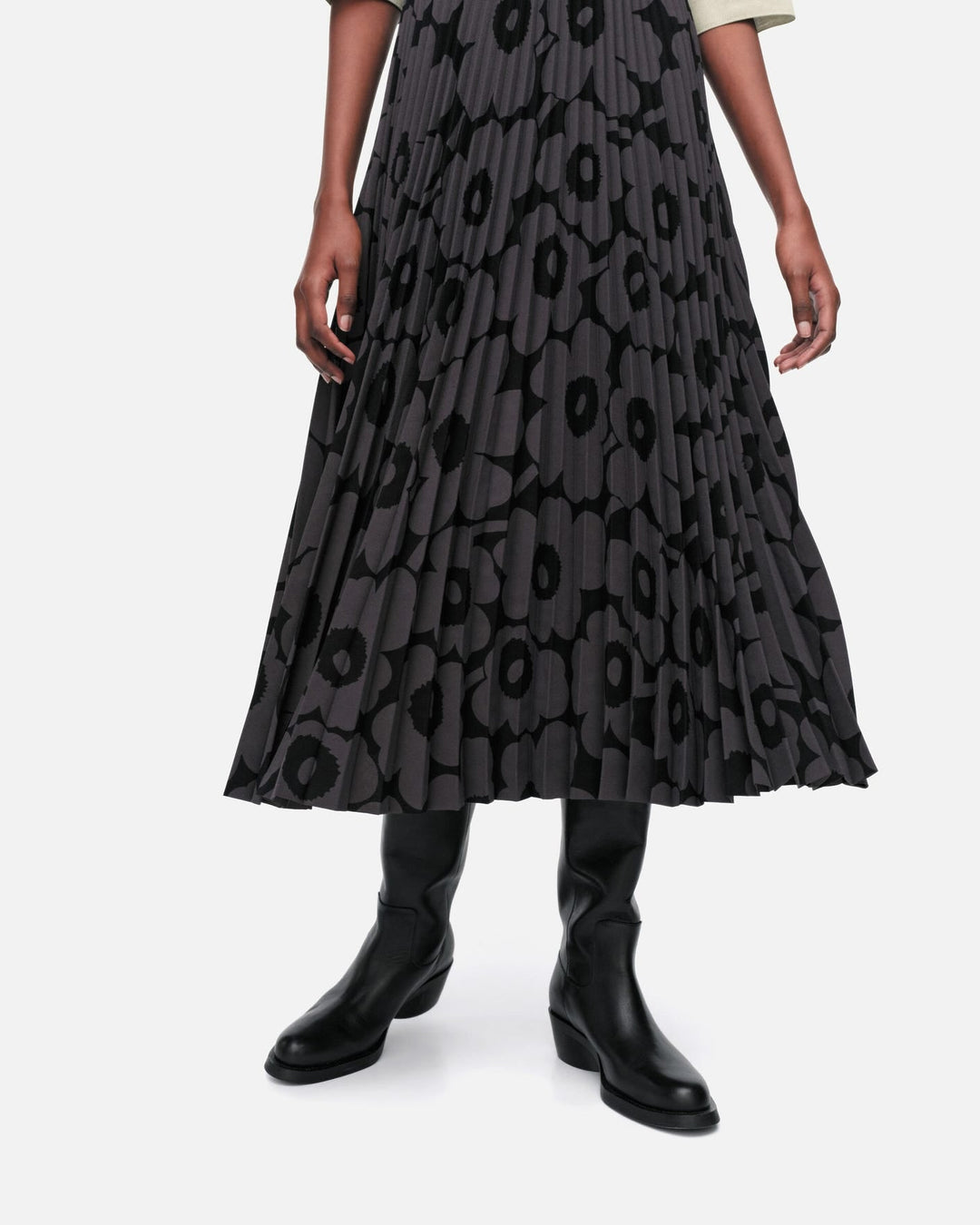 myy unikko pleated skirt - black (XXS)