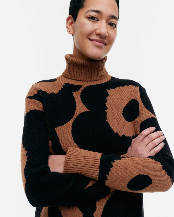 vinni unikko knitted wool pullover- brown/black