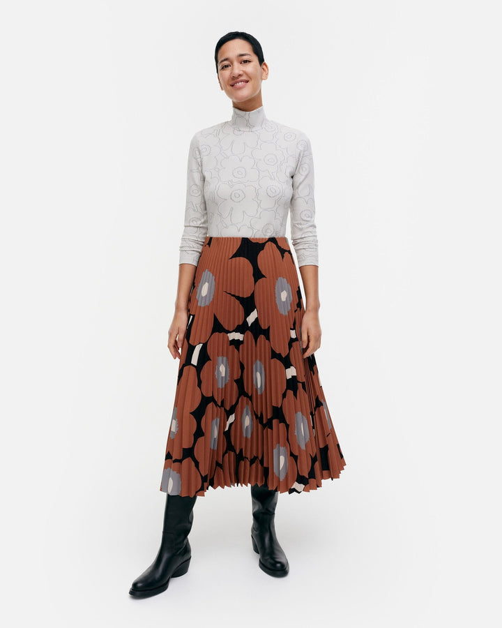 myy unikko pleated skirt - brown