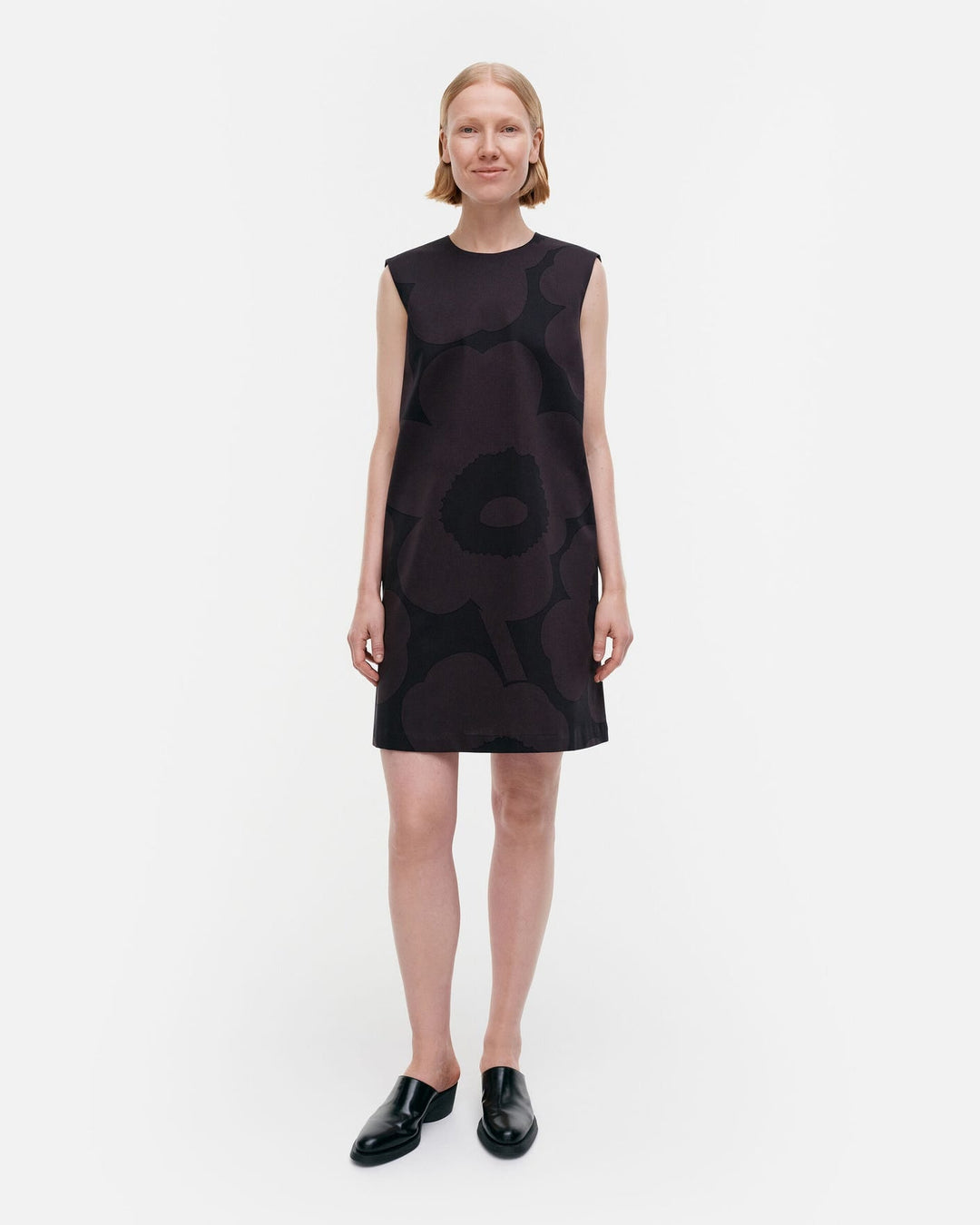 siluetti unikko cotton satin dress - black