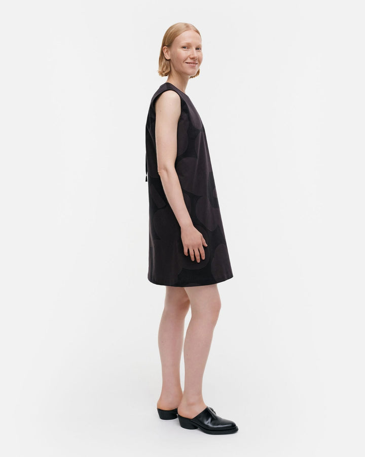 siluetti unikko cotton satin dress - black