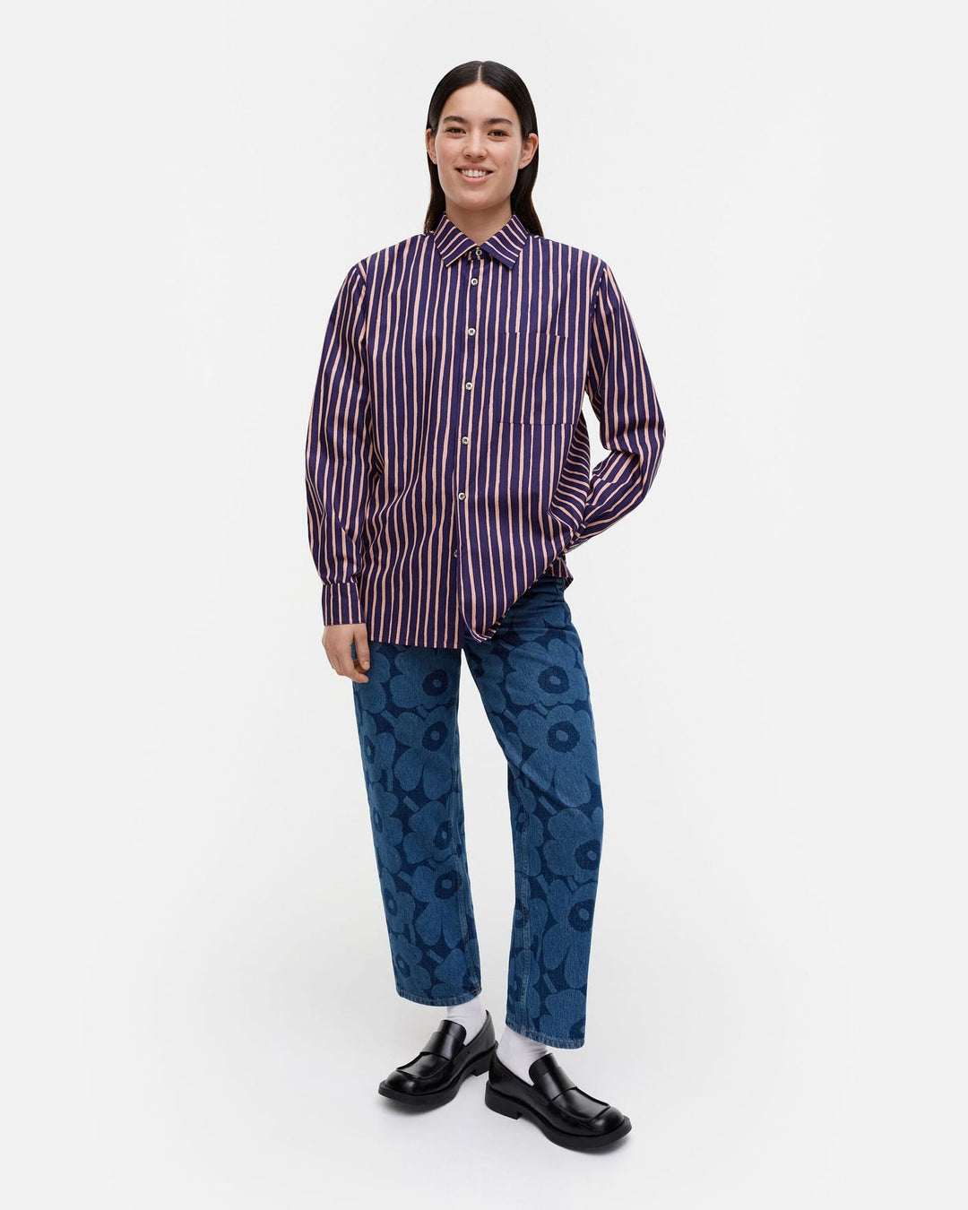 jokapoika unisex shirt - indigo/blush