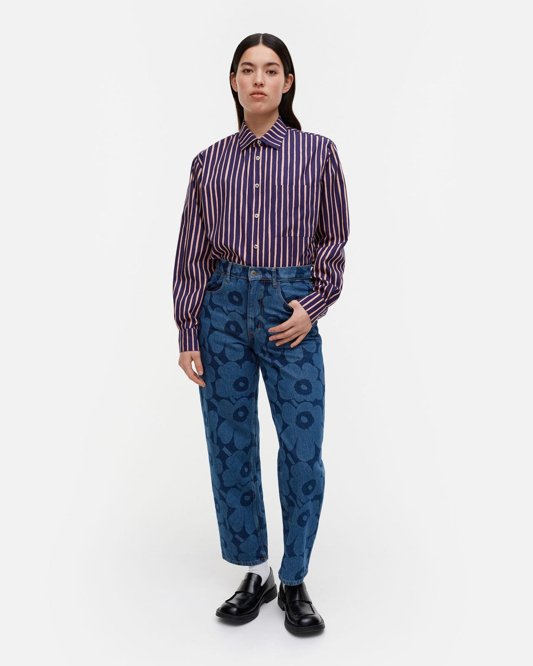 jokapoika unisex shirt - indigo/blush