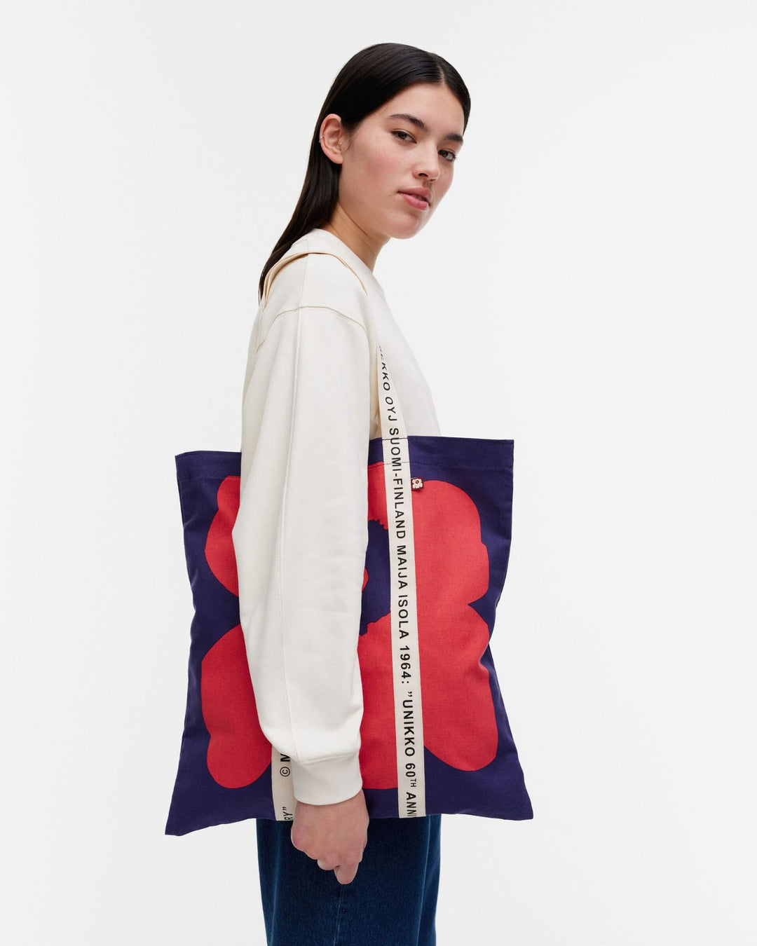 carrier midi unikko - tote bag red and blue