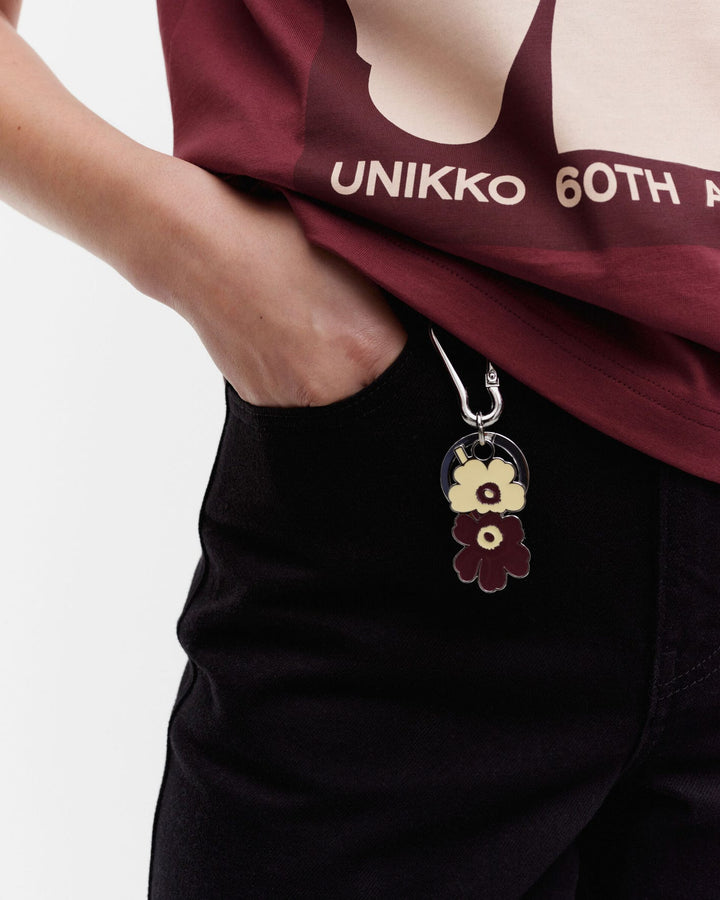 puhallus Ii unikko - key chain - maroon and cream