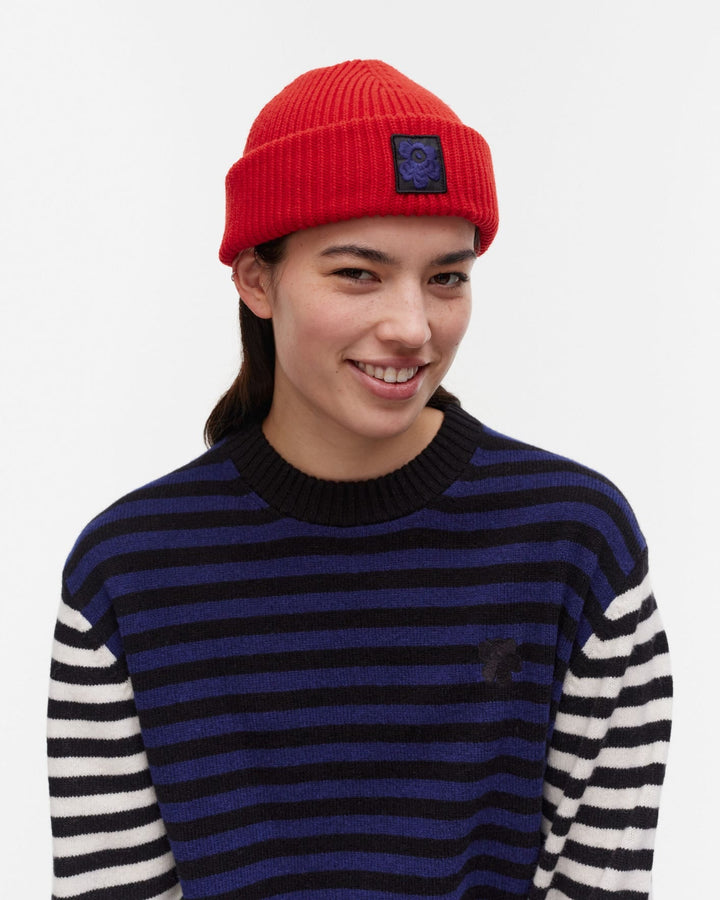 roihua solid knitted toque - red