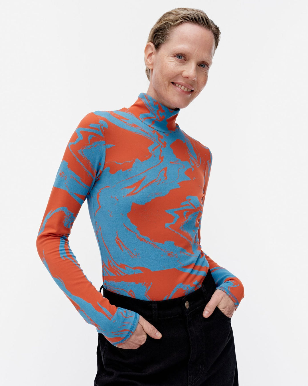 jäkälä marras turtleneck shirt - red and blue