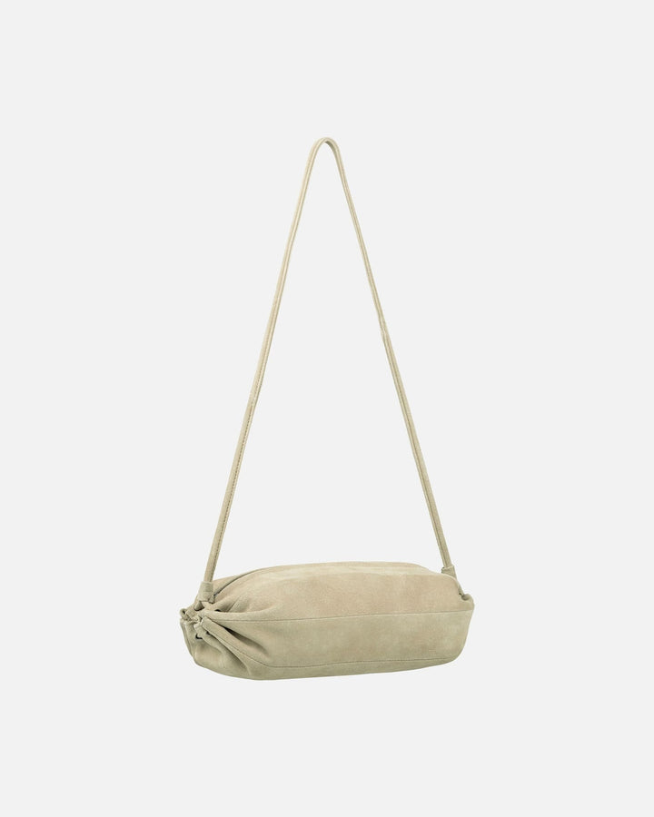 karla suede leather bag - light grey