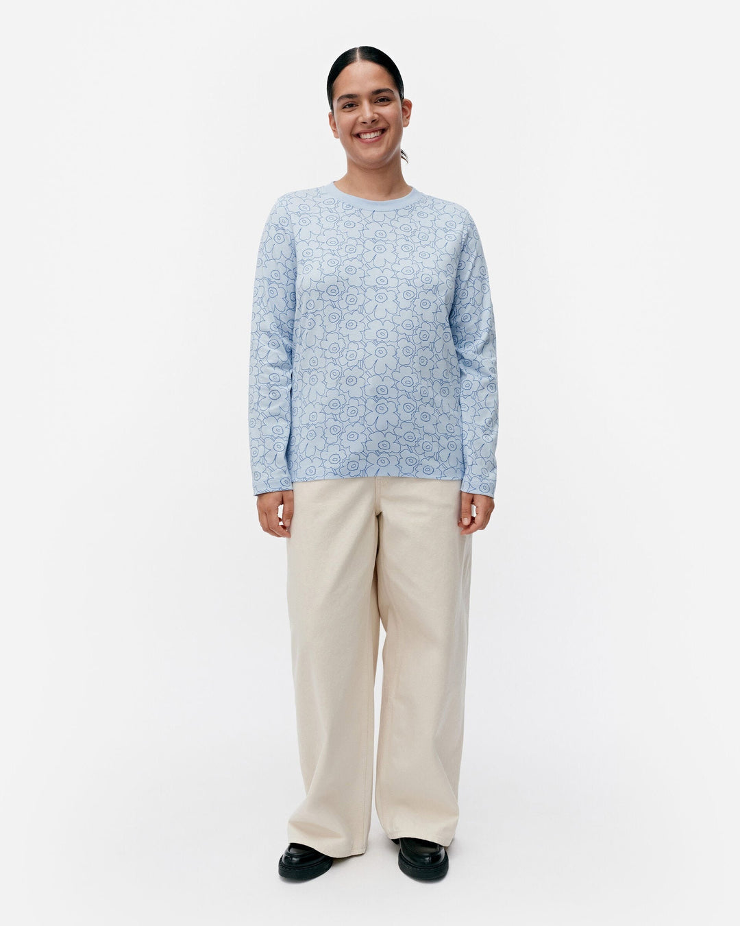 sekunti piirto unikko long-sleeve shirt - blue