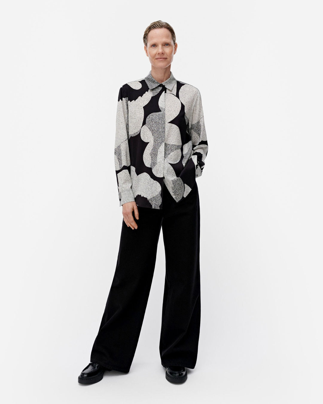 maija unikko silk blouse - black/grey