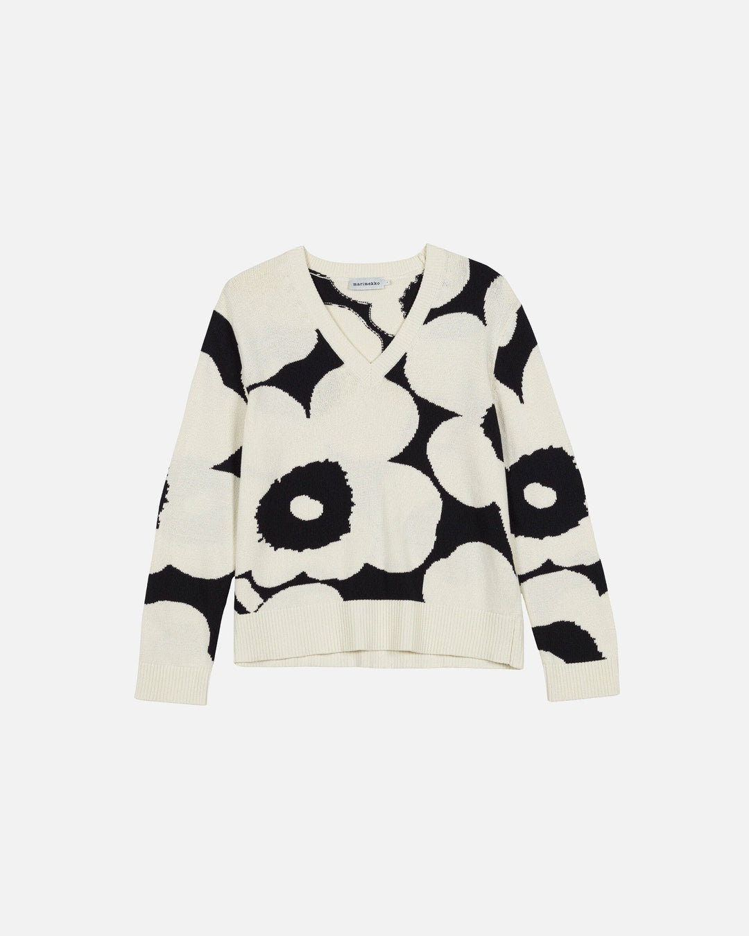 päivä unikko knitted cotton pullover - black/white