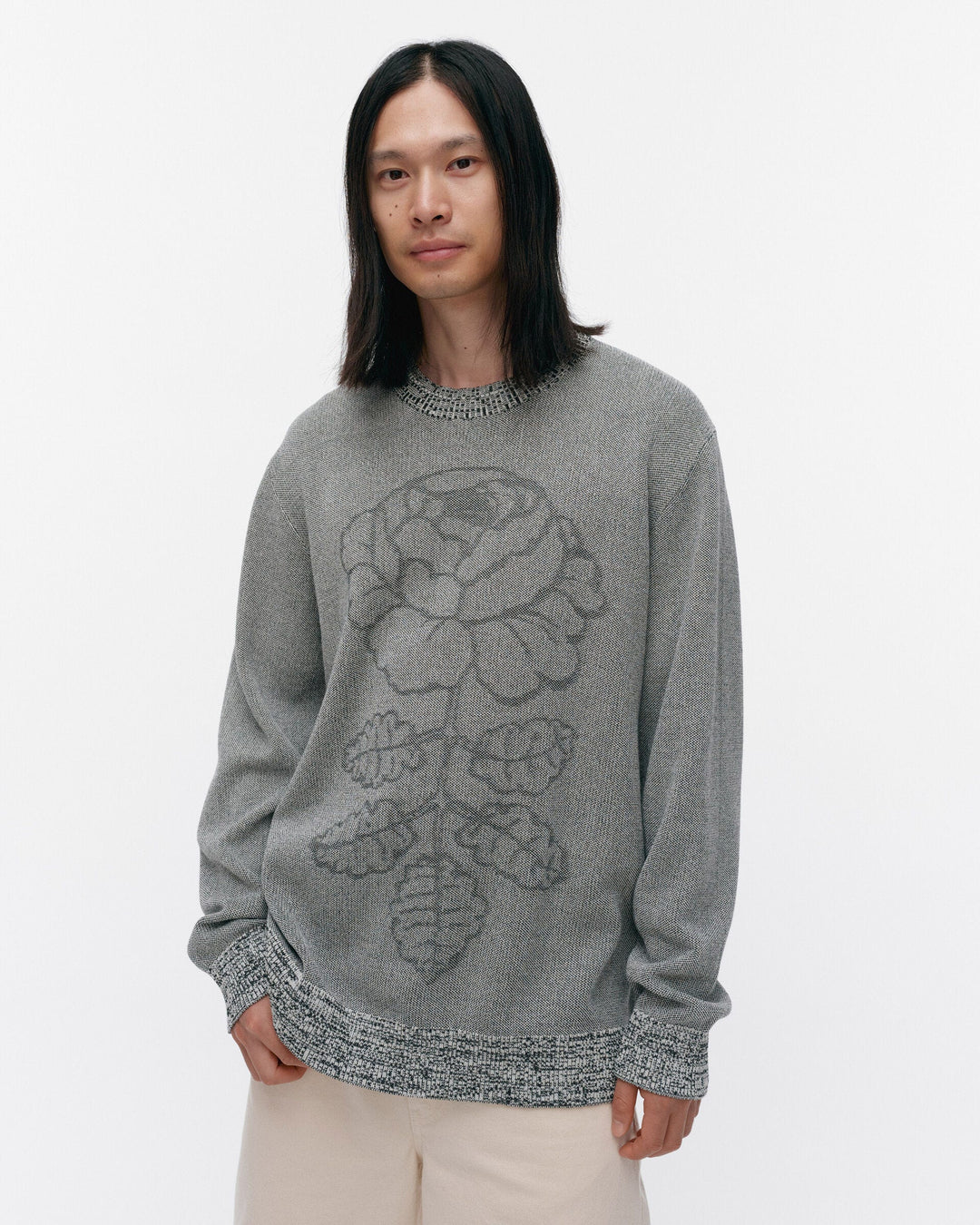 lasi vihkiruusu knitted cotton pullover - grey