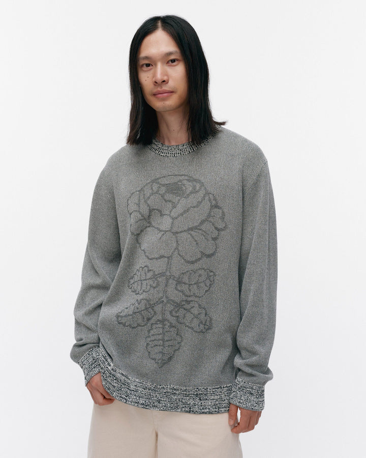 lasi vihkiruusu knitted cotton pullover - grey