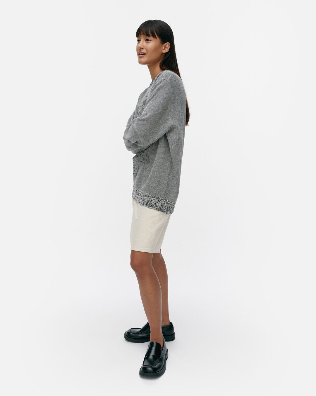 lasi vihkiruusu knitted cotton pullover - grey