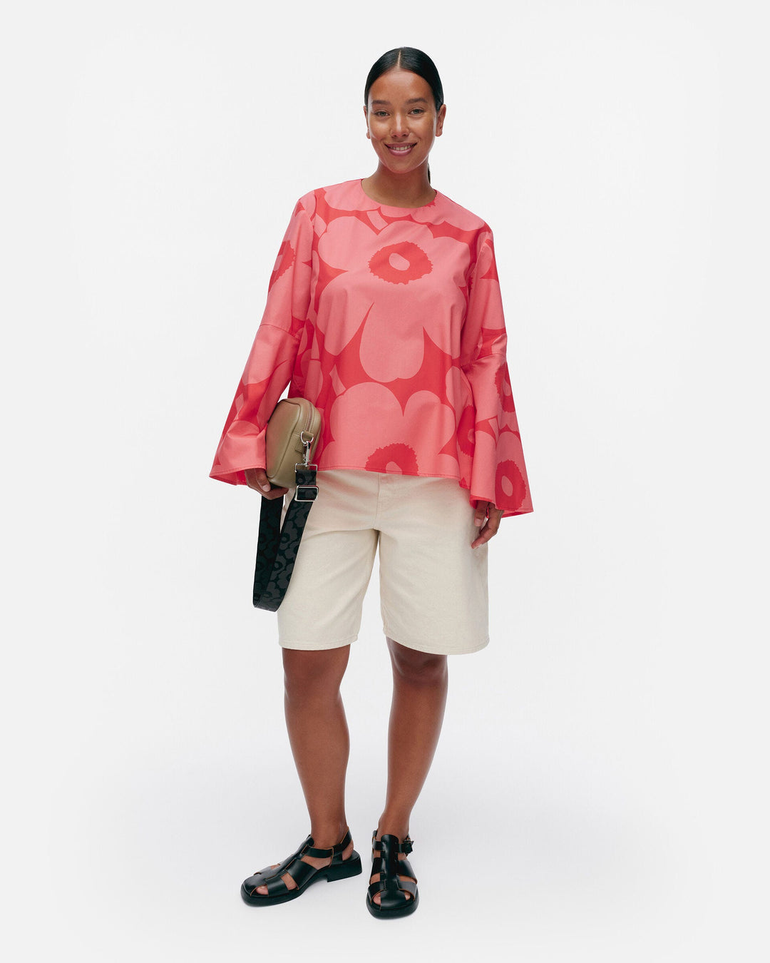 pelargoni unikko cotton poplin blouse