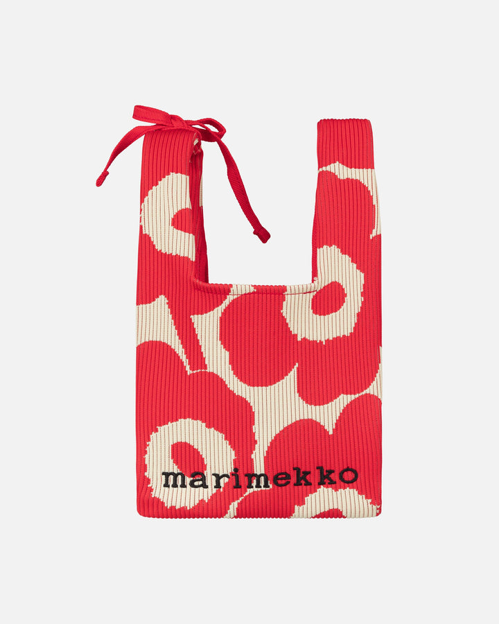 knitted mini tote unikko - red