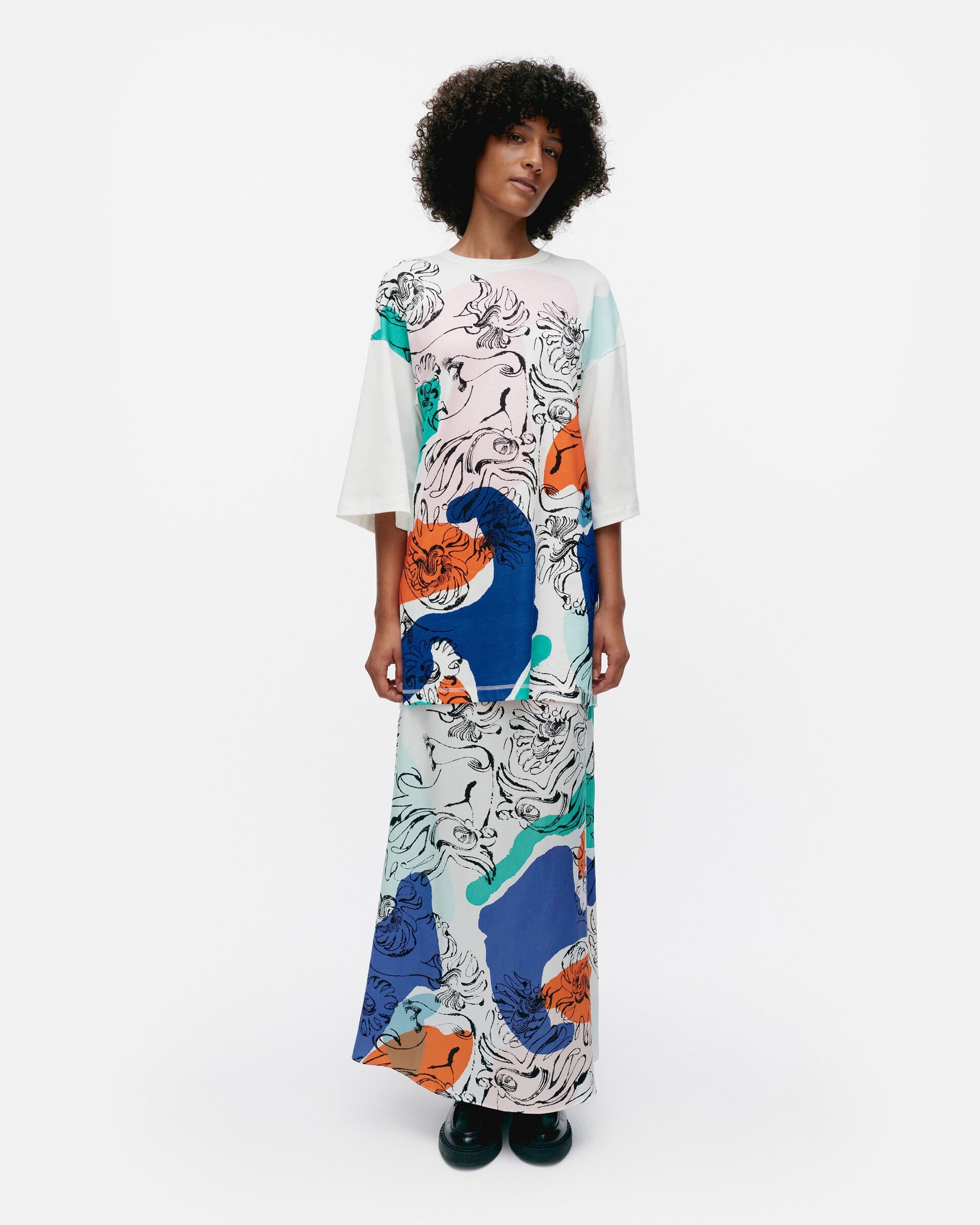 24AW■marimekko■Tyvari Siluetti キュプラドレス ブルー 24AW□marimekko□Tyvari Siluetti キュプラドレス ブルー