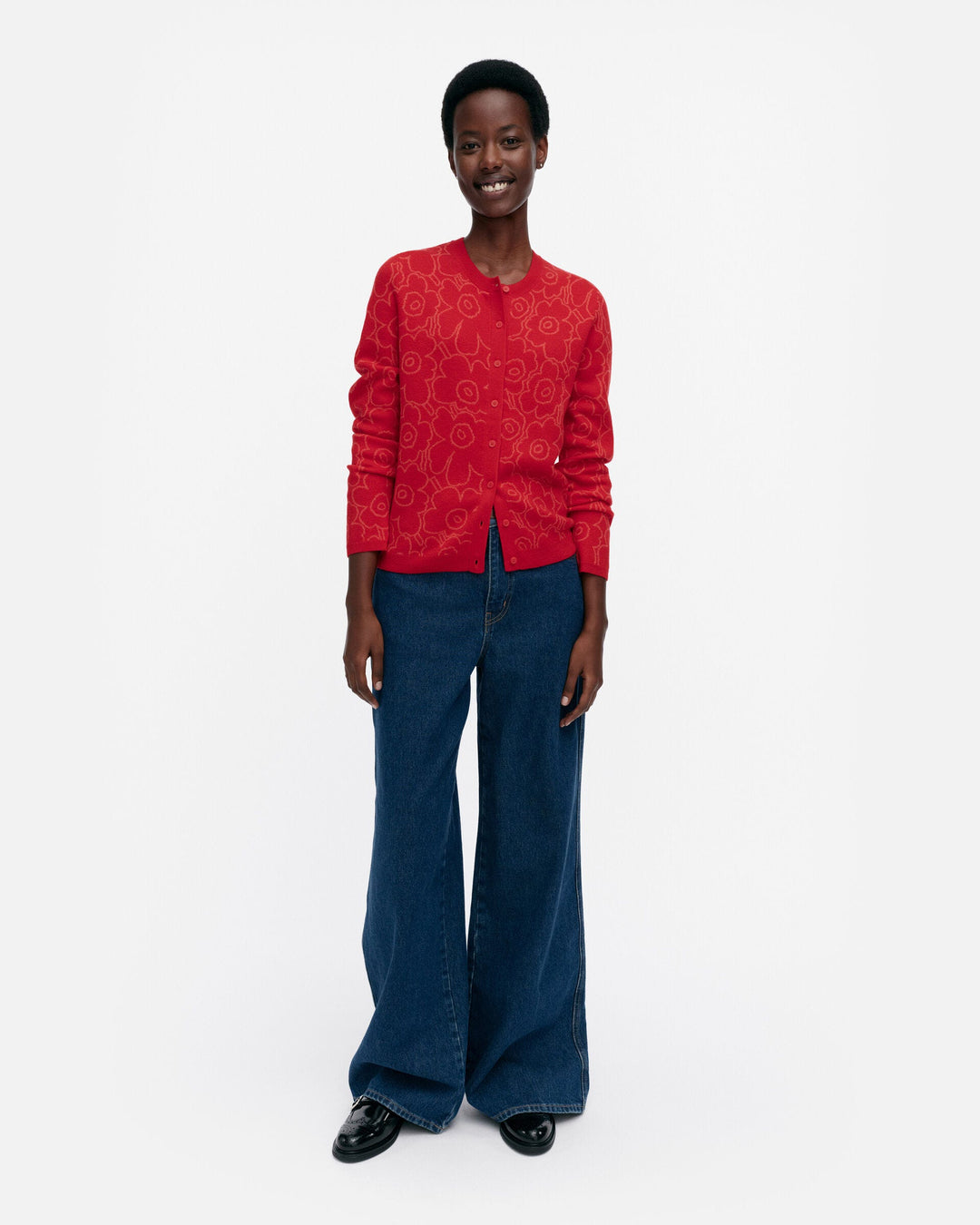 mutka mini piirto unikko knitted cardigan - red