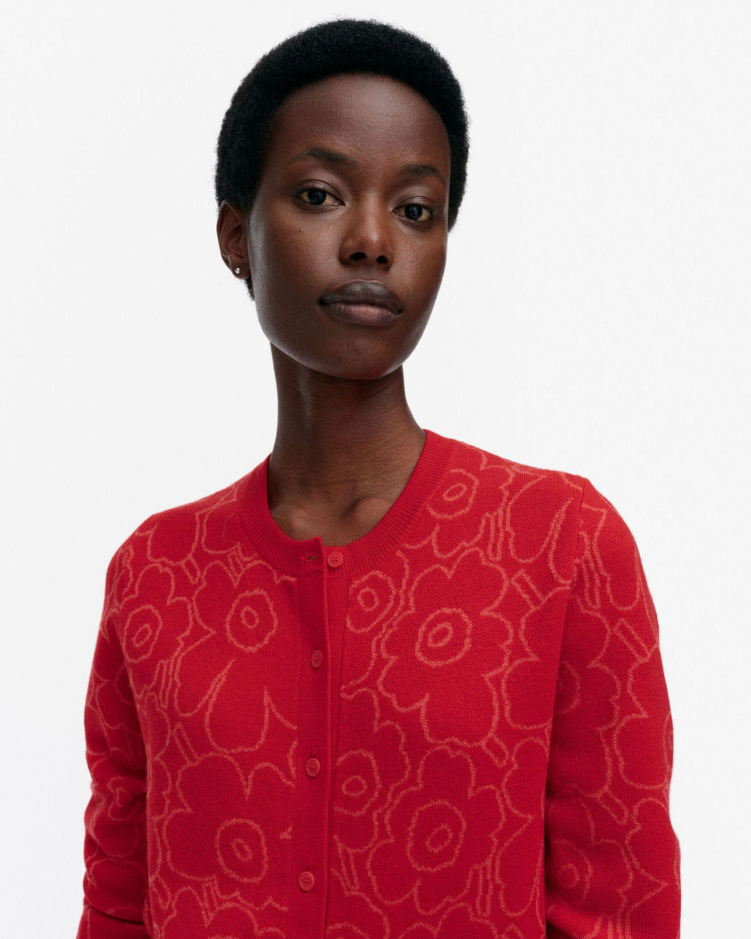 mutka mini piirto unikko knitted cardigan - red