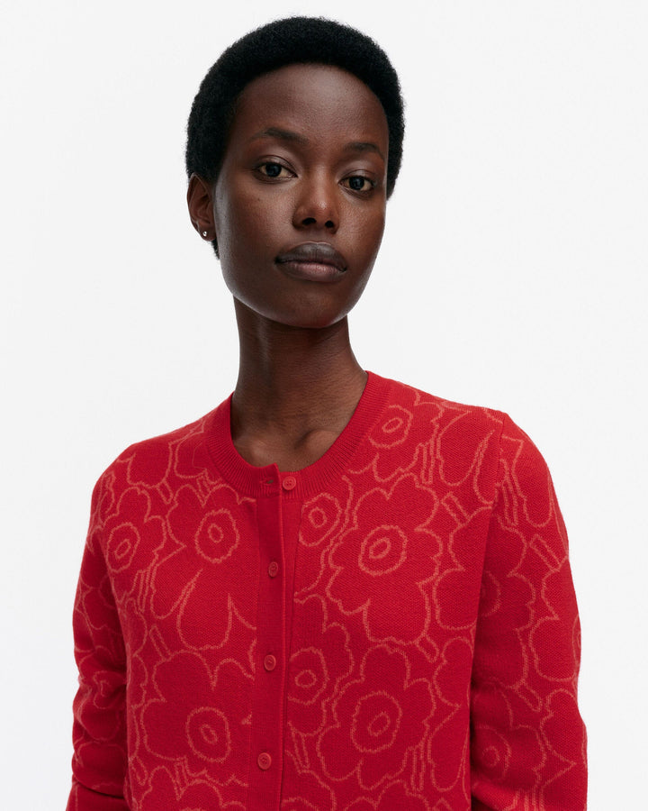 mutka mini piirto unikko knitted cardigan - red
