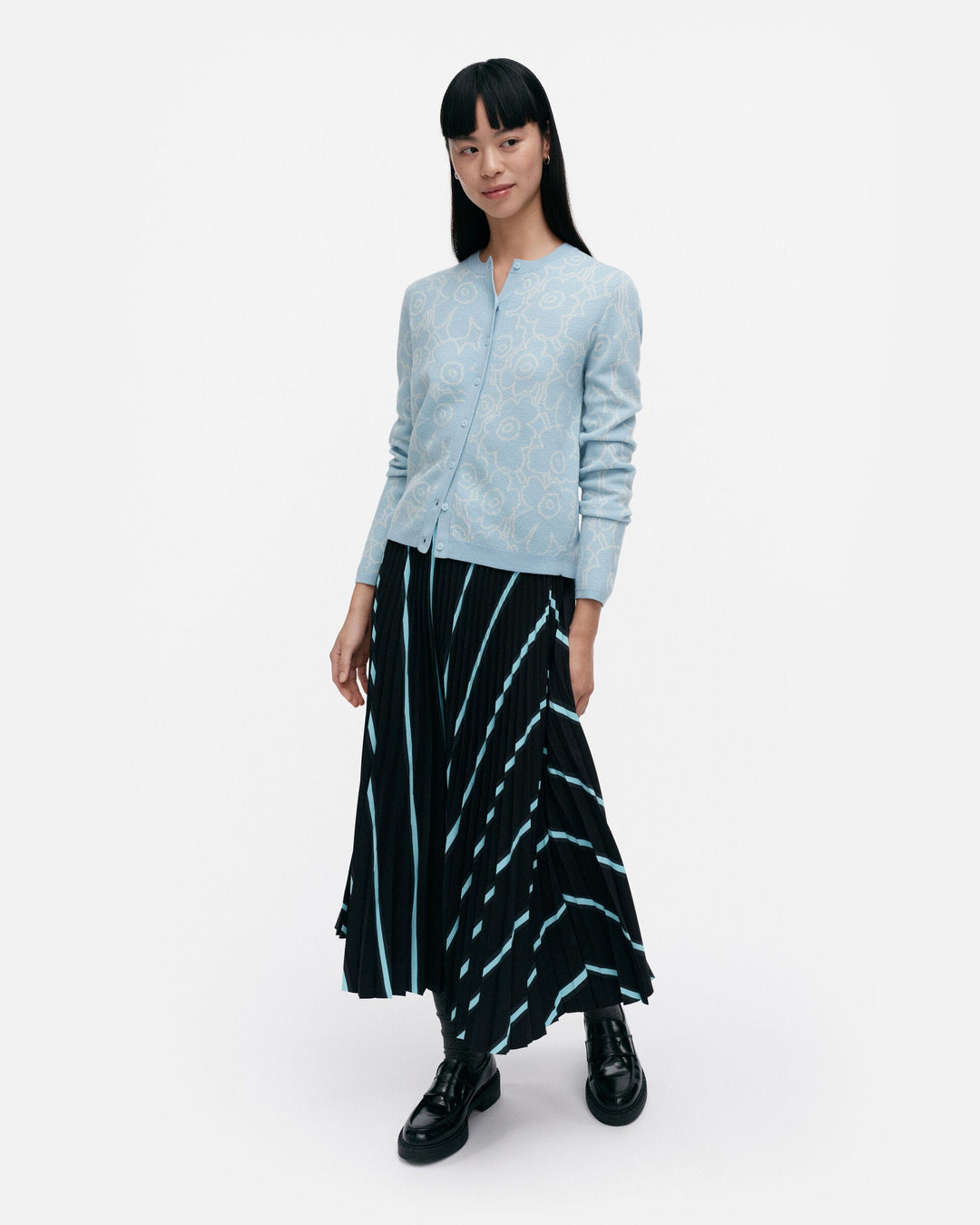 mutka mini piirto unikko knitted cardigan - light blue