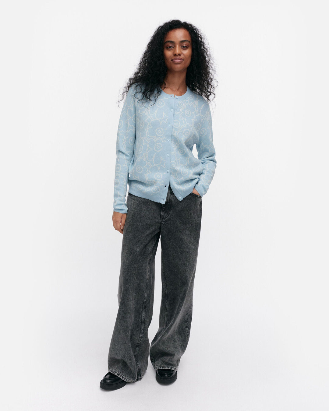 mutka mini piirto unikko knitted cardigan - light blue