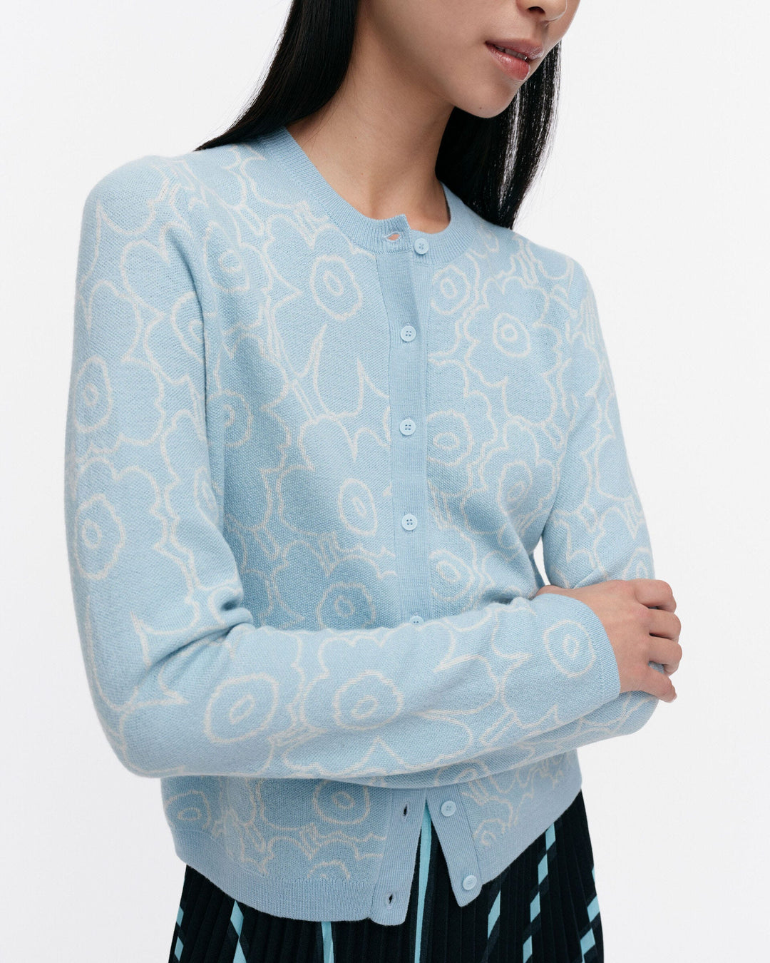 mutka mini piirto unikko knitted cardigan - light blue