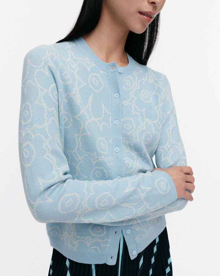 mutka mini piirto unikko knitted cardigan - light blue
