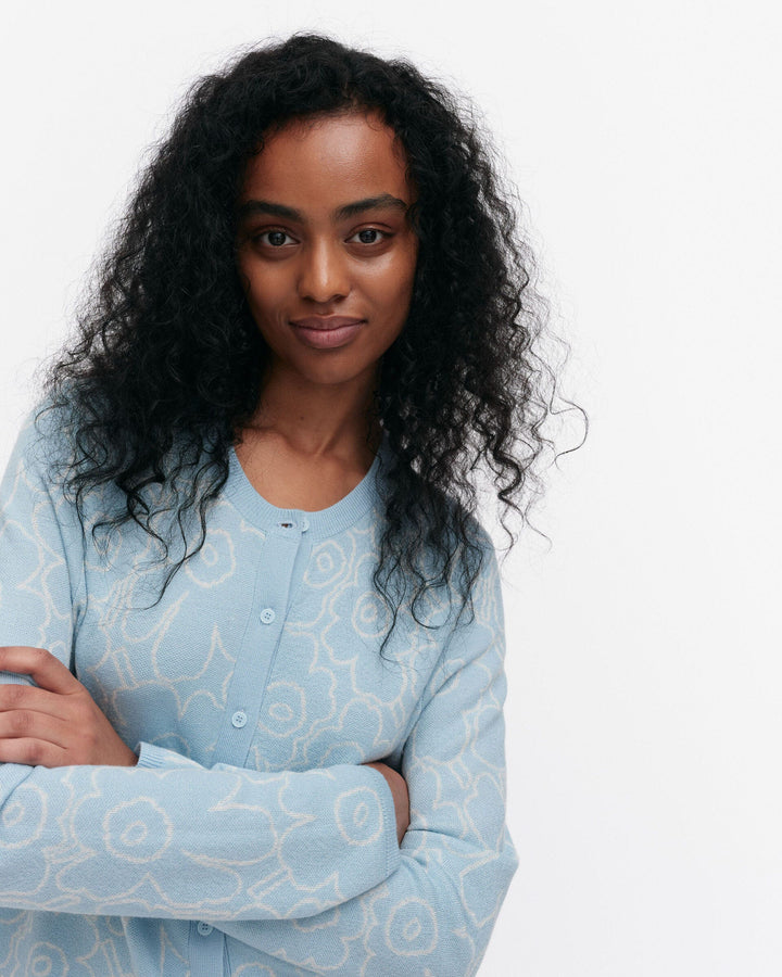 mutka mini piirto unikko knitted cardigan - light blue