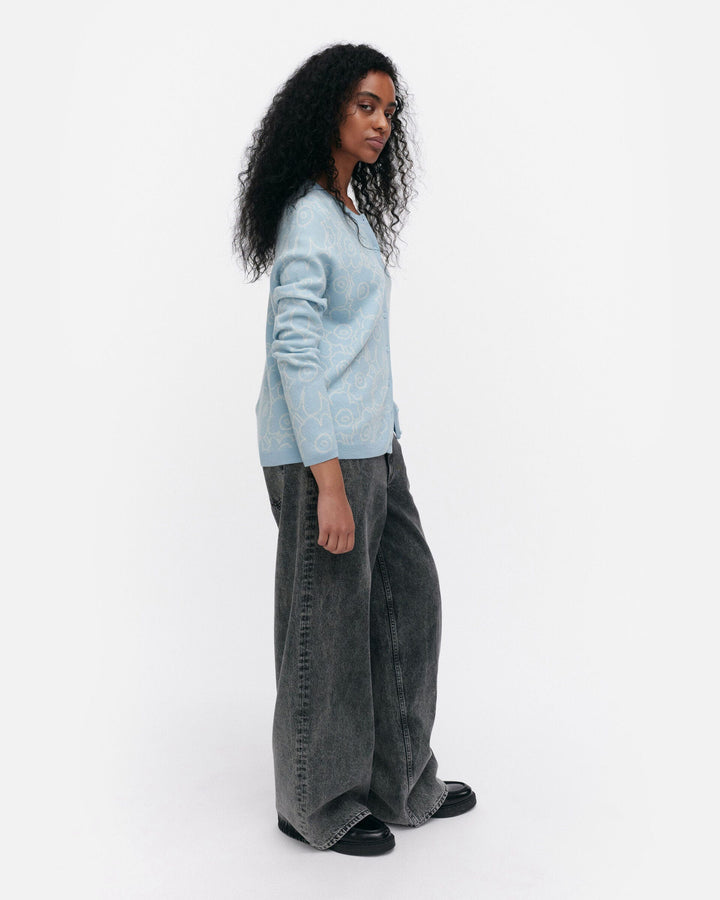 mutka mini piirto unikko knitted cardigan - light blue