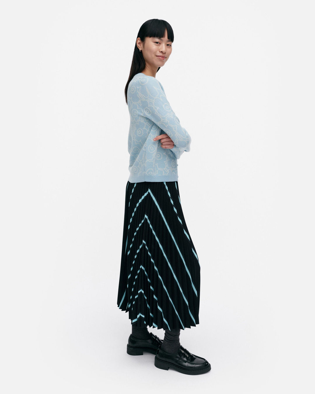 mutka mini piirto unikko knitted cardigan - light blue