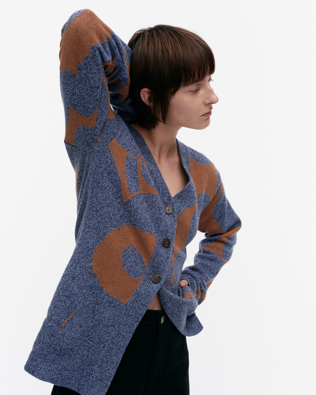 kumma unikko knitted cardigan - grey/brown