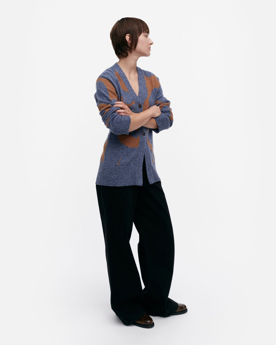 kumma unikko knitted cardigan - grey/brown