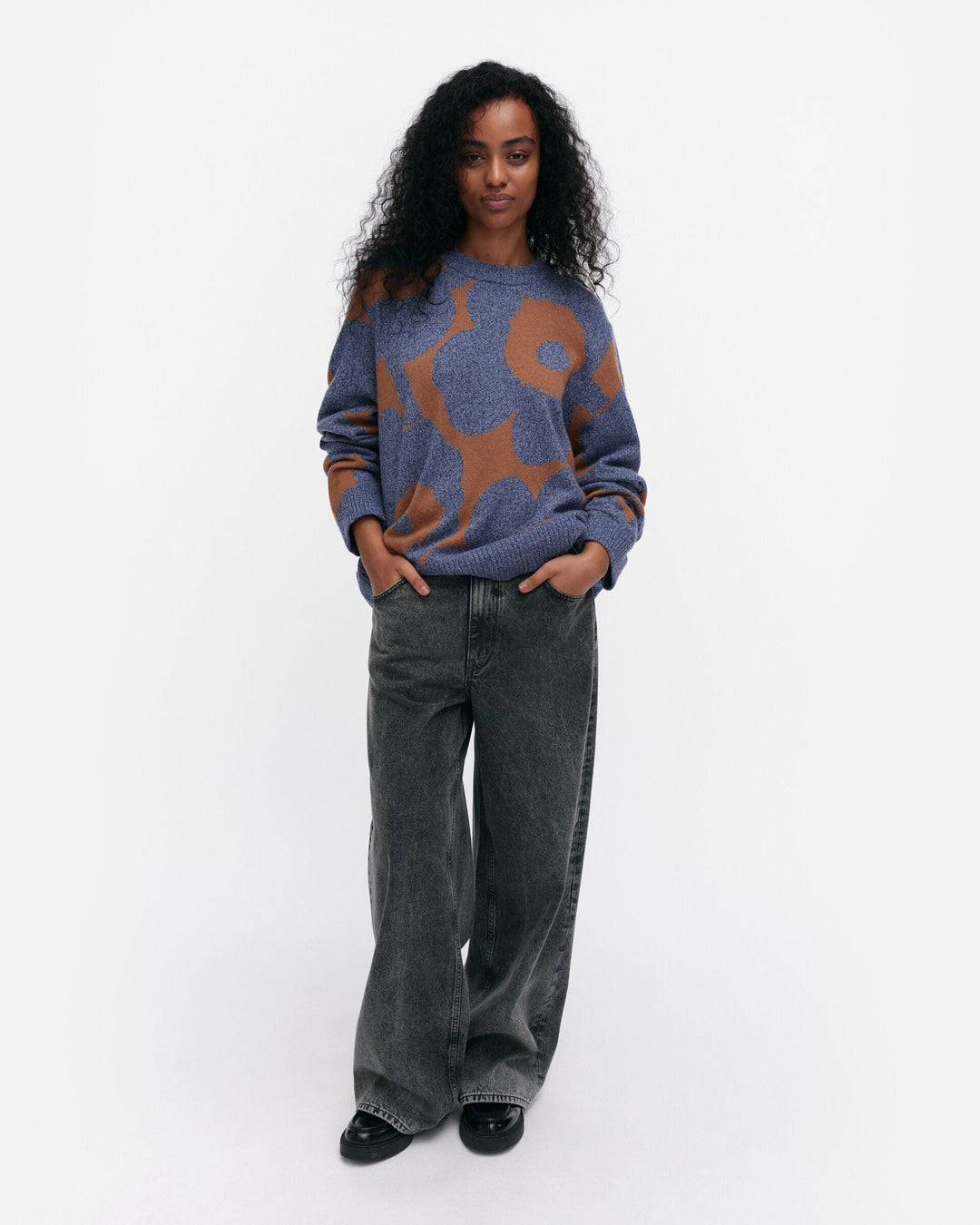 aatto unikko knitted pullover - grey/brown