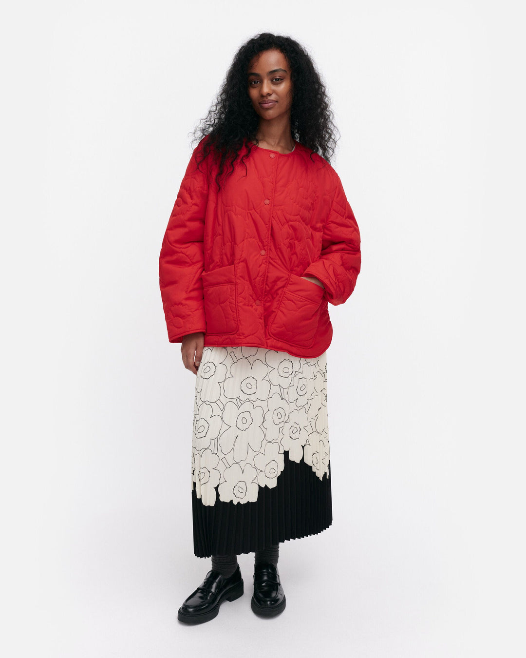 kapseli piirto unikko lightweight padded coat - red