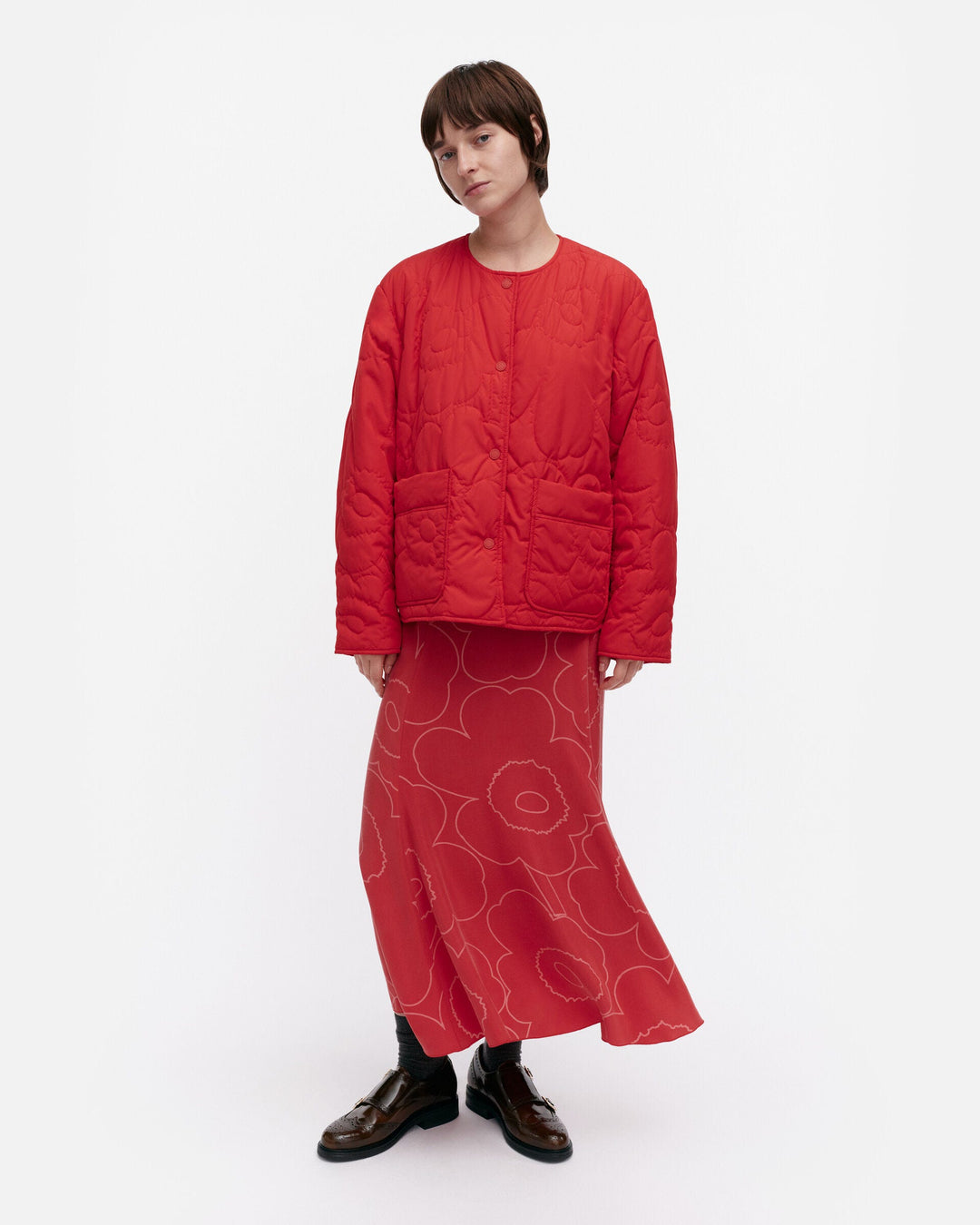 kapseli piirto unikko lightweight padded coat - red