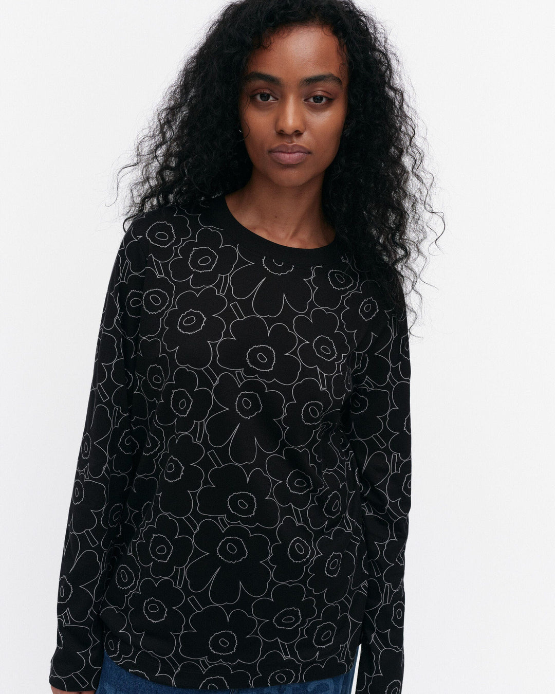 sekunti piirto unikko long-sleeve shirt - black