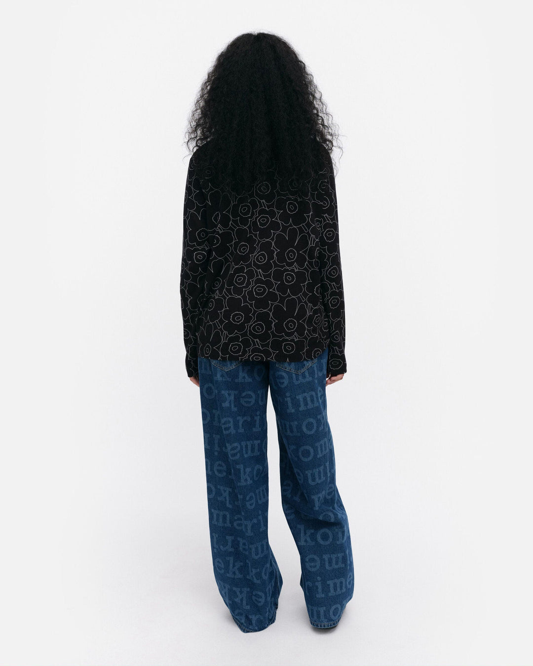 sekunti piirto unikko long-sleeve shirt - black