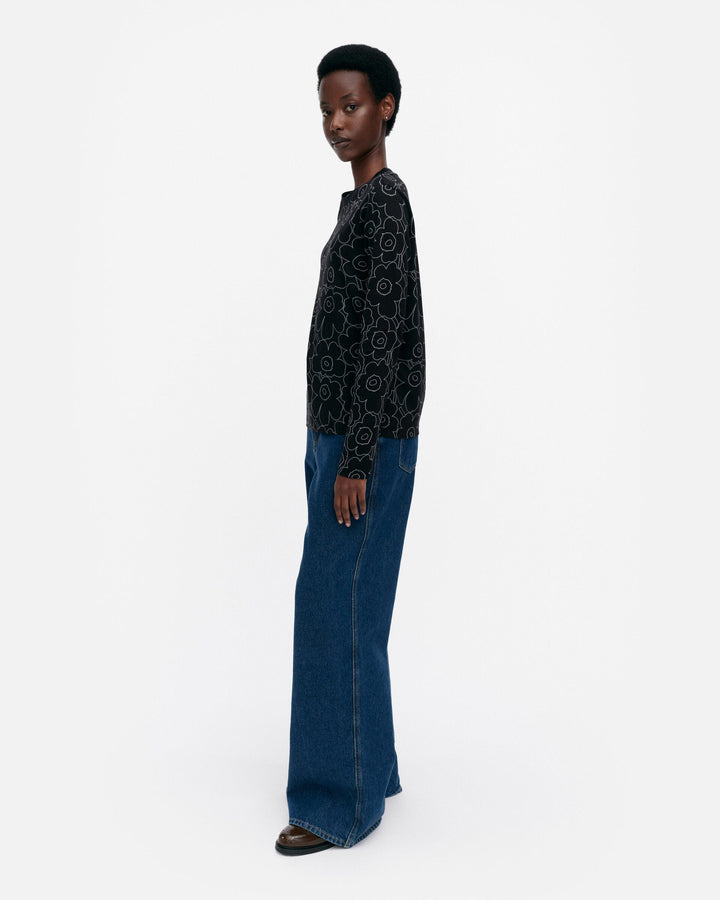 sekunti piirto unikko long-sleeve shirt - black