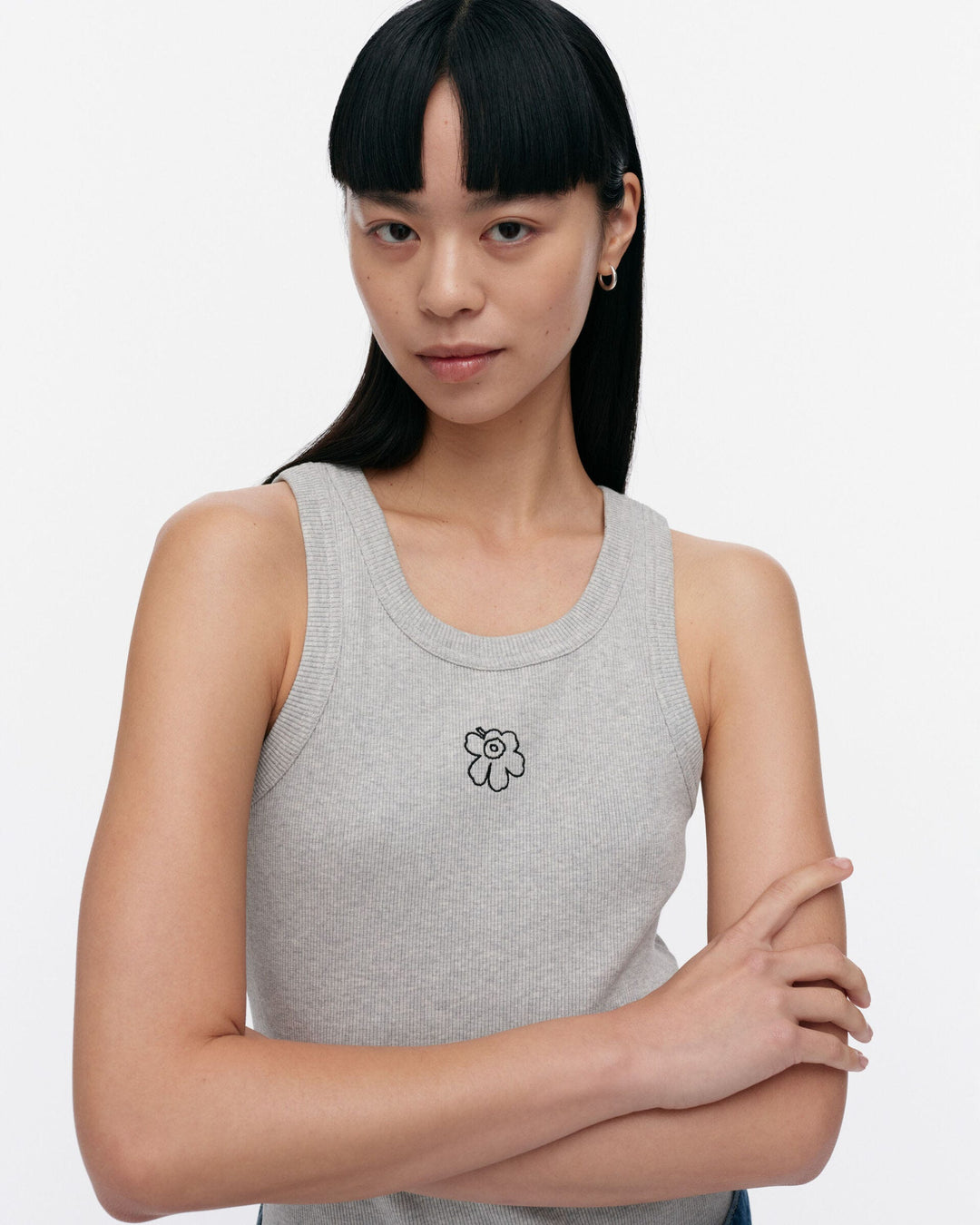 surrea piirto unikko placement jersey top - grey