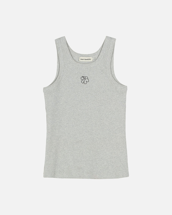 surrea piirto unikko placement jersey top - grey