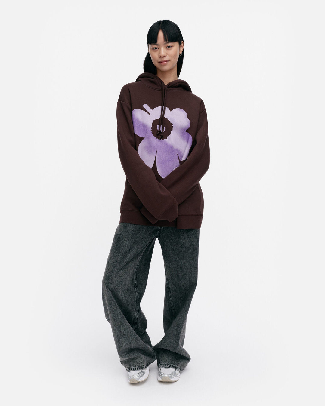 kioski runoja unikko placement hoodie - brown/lilac