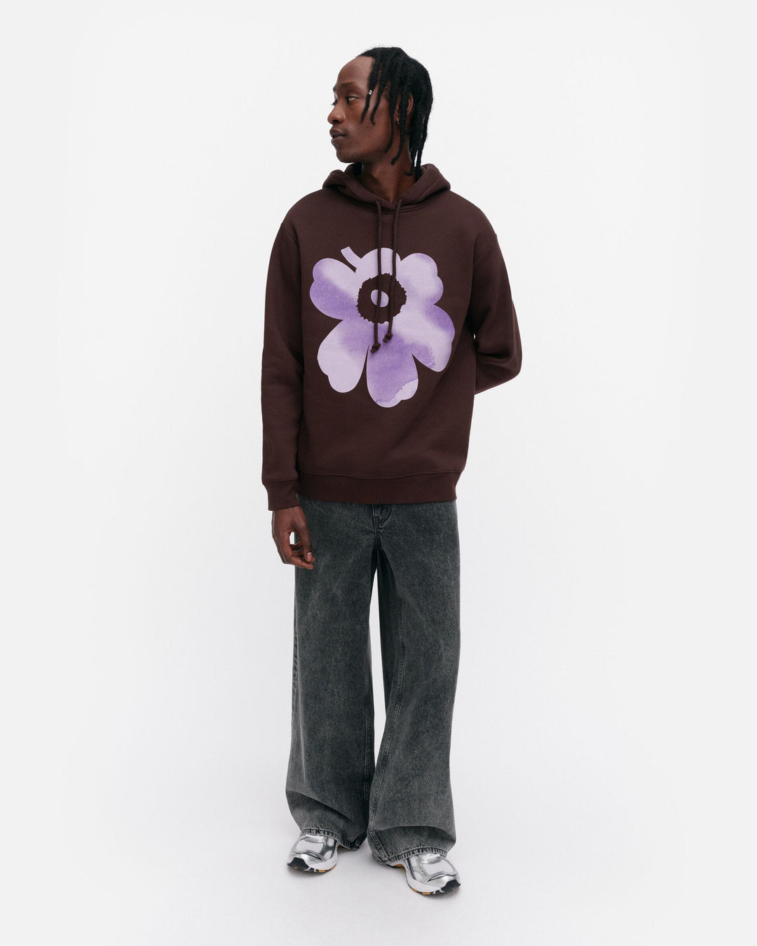 kioski runoja unikko placement hoodie - brown/lilac