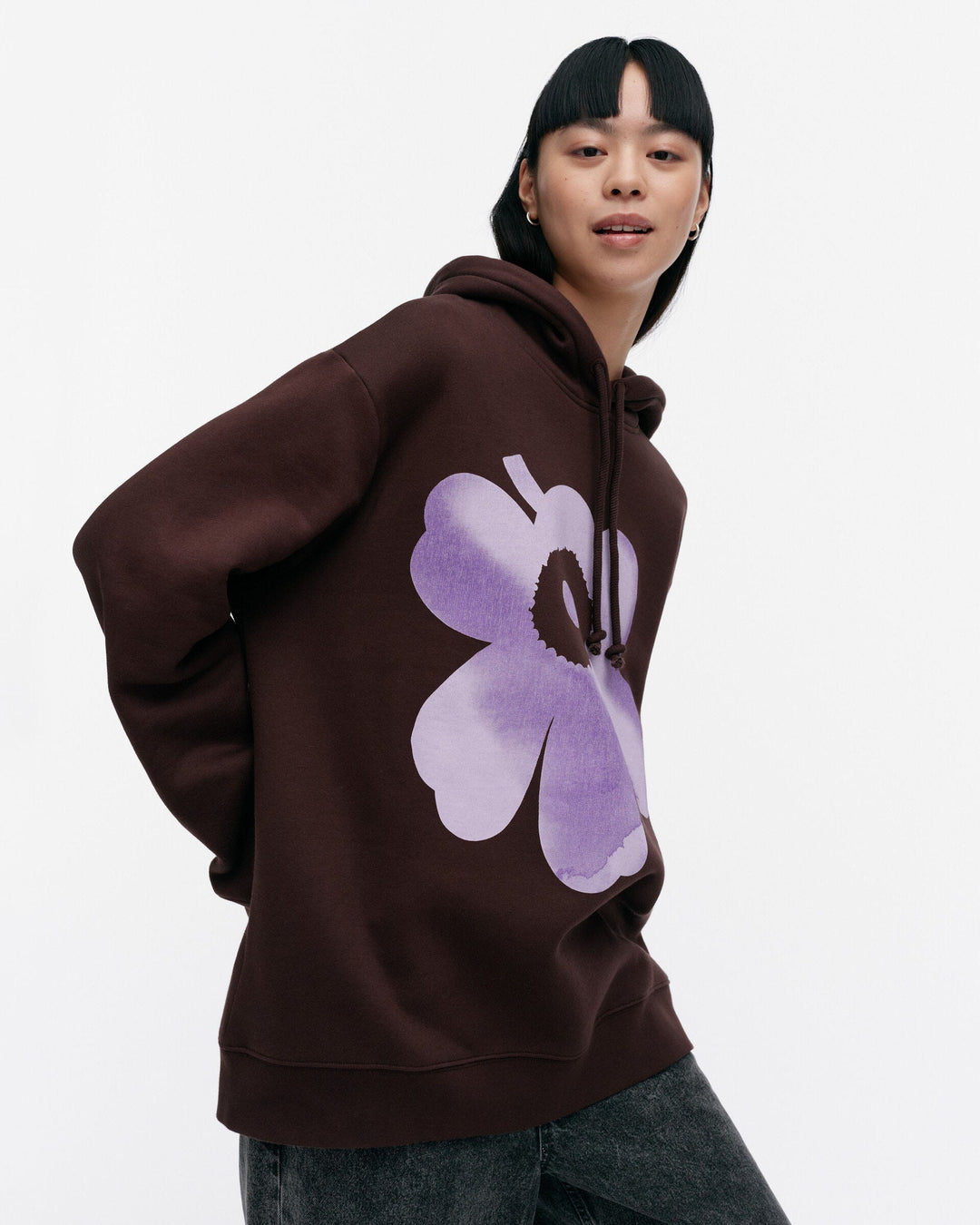 kioski runoja unikko placement hoodie - brown/lilac