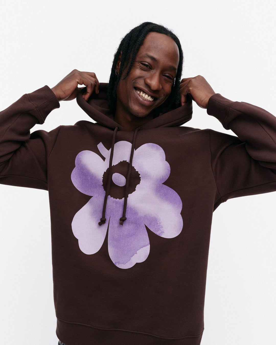 kioski runoja unikko placement hoodie - brown/lilac