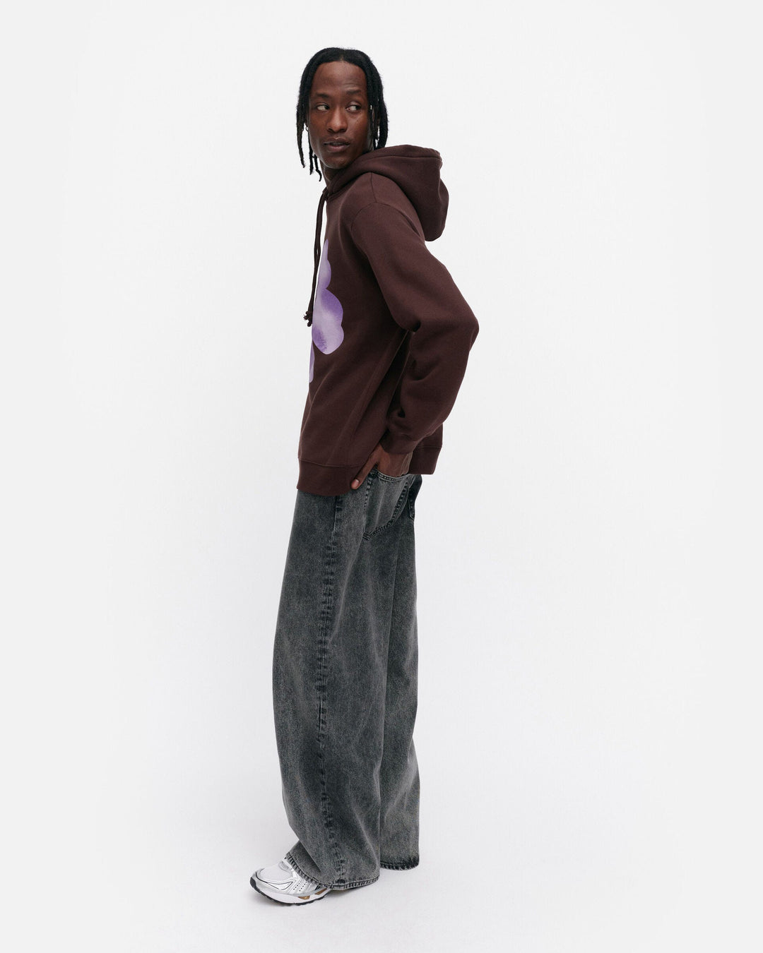 kioski runoja unikko placement hoodie - brown/lilac