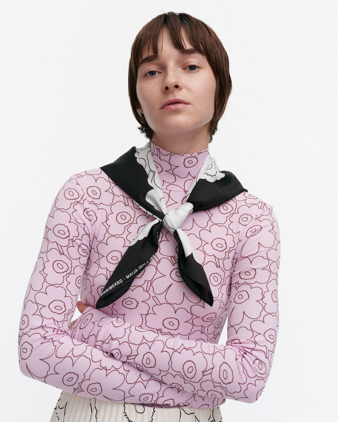 keskiö piirto unikko scarf - white/black