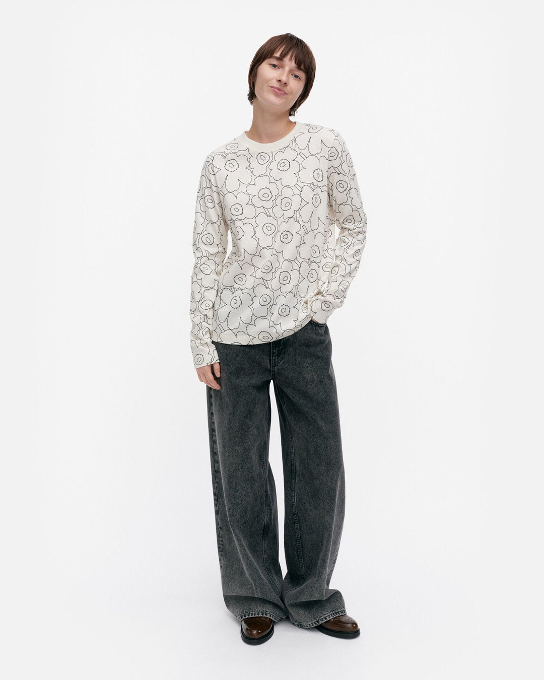 sekunti piirto unikko long-sleeve shirt - white