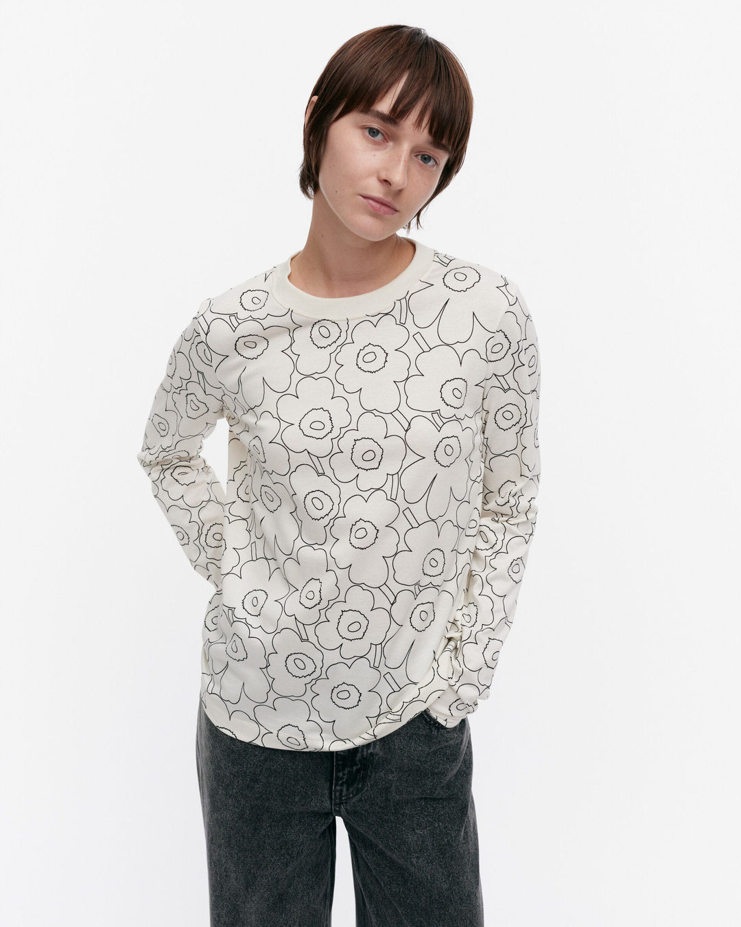 sekunti piirto unikko long-sleeve shirt - white