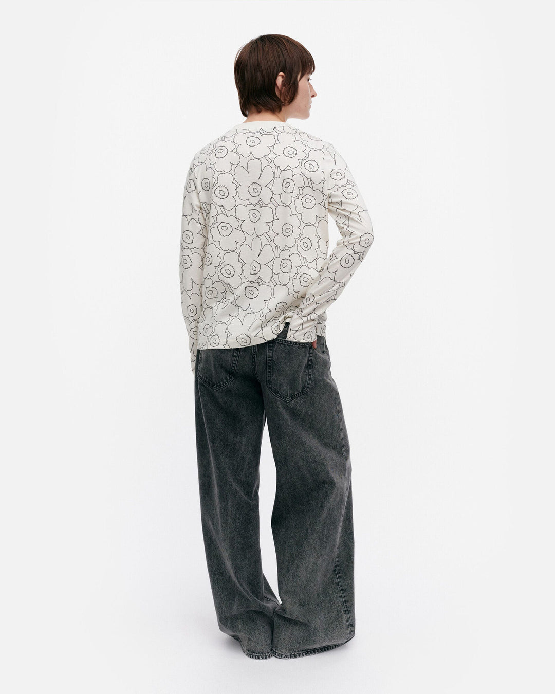 sekunti piirto unikko long-sleeve shirt - white
